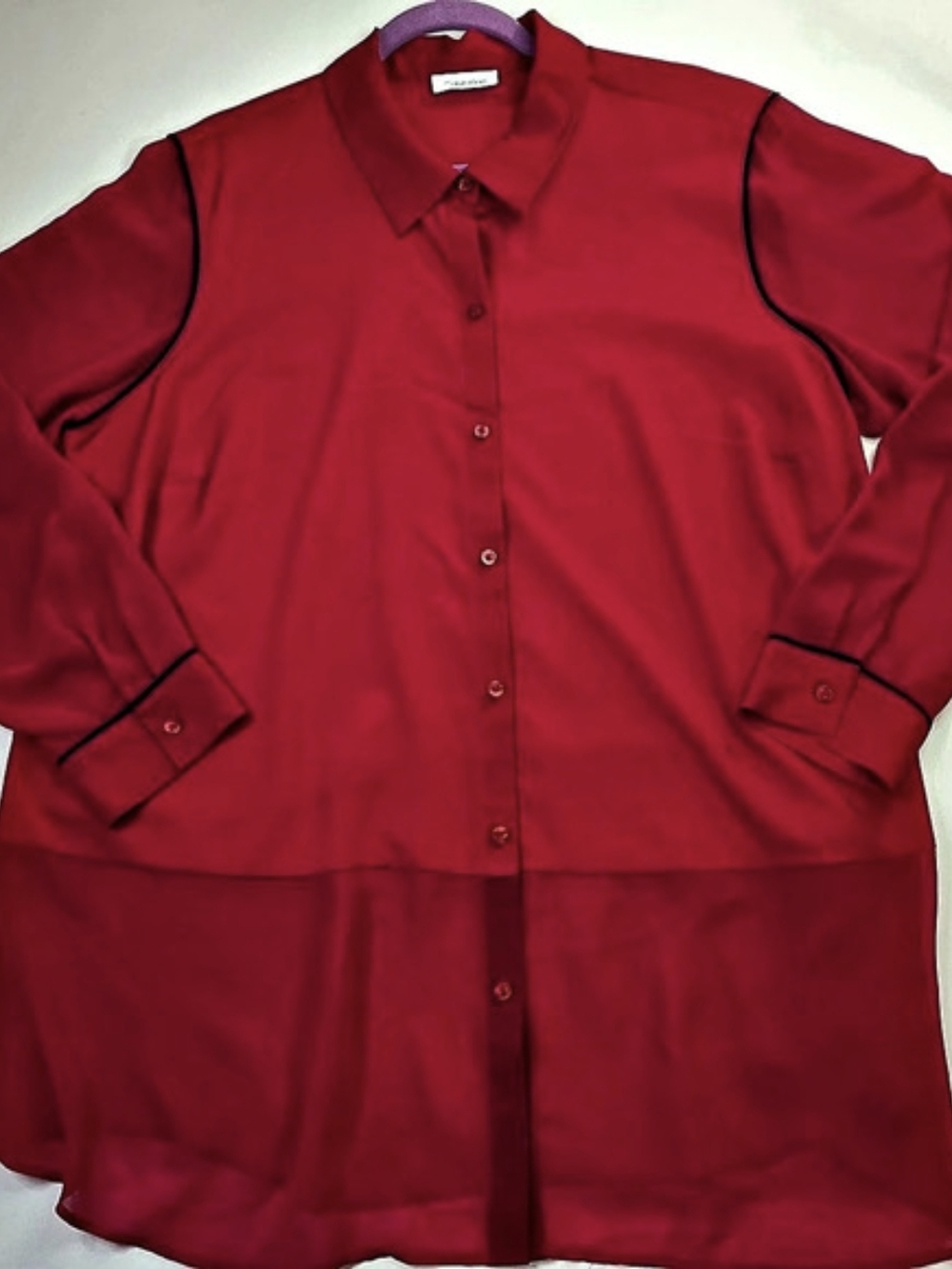 Calvin Klein Red Button Down Blouse-Size XXL